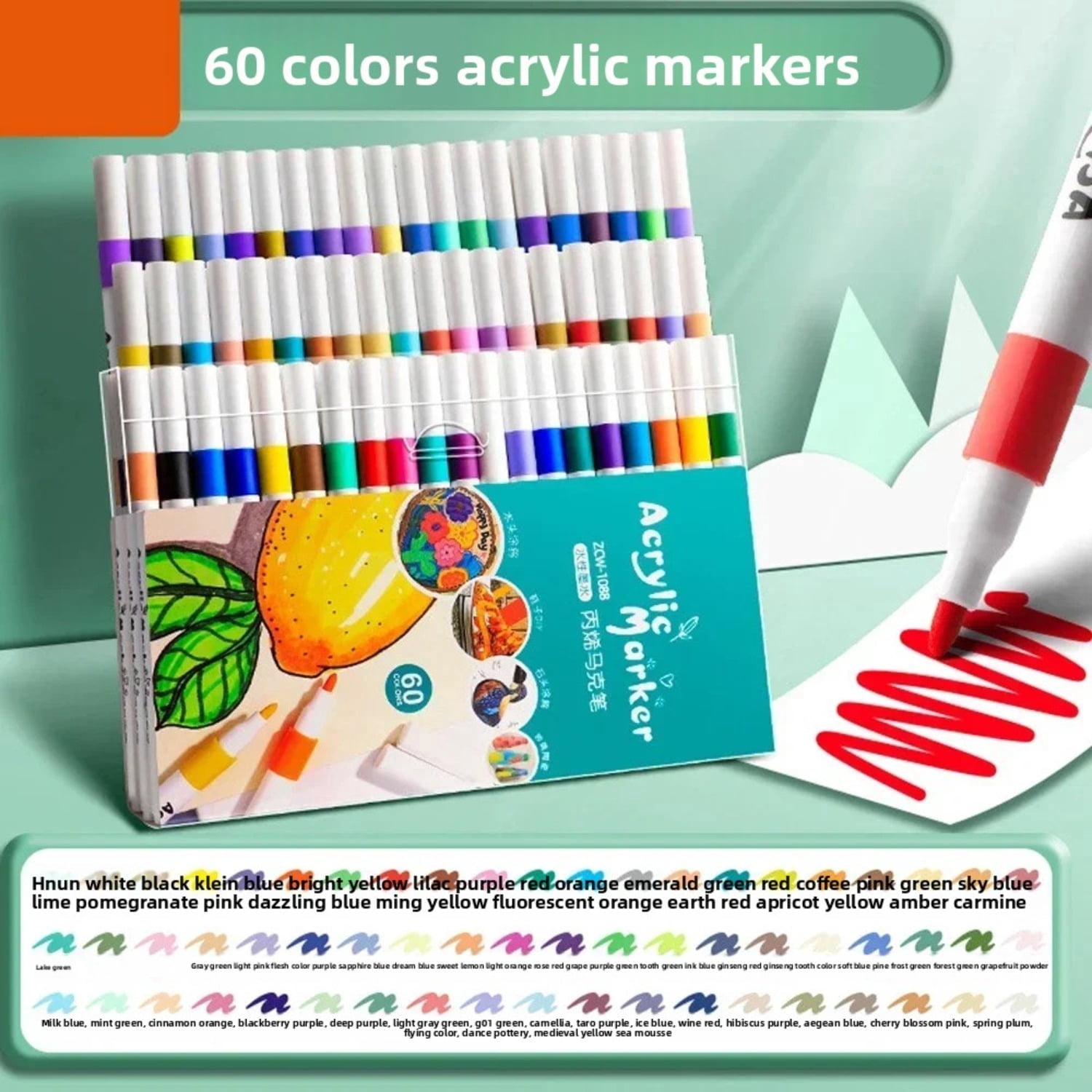 12-80 Colors Acrylic Markers Pen Set Paint Art Marker Soft Tip Pen for Adults Stone Paint Ceramic Glass Wood Fabric Painting