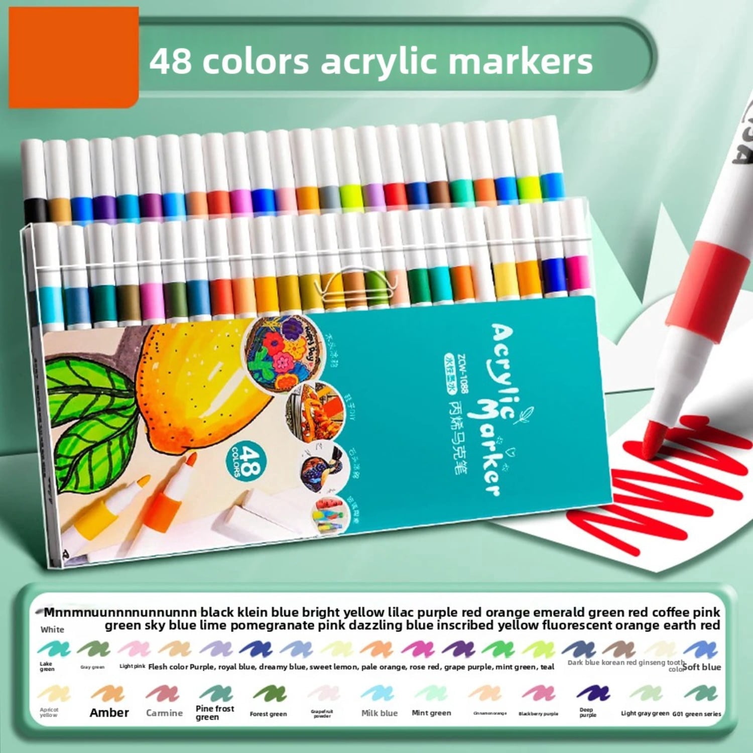 12-80 Colors Acrylic Markers Pen Set Paint Art Marker Soft Tip Pen for Adults Stone Paint Ceramic Glass Wood Fabric Painting