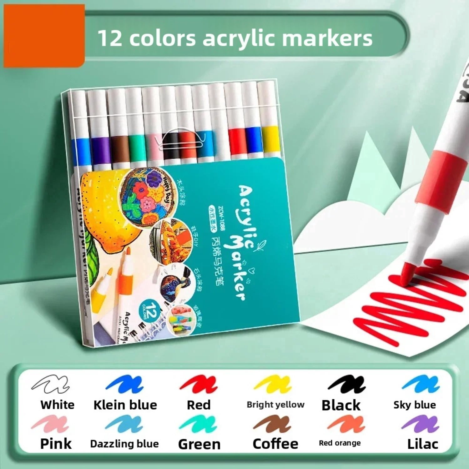 12-80 Colors Acrylic Markers Pen Set Paint Art Marker Soft Tip Pen for Adults Stone Paint Ceramic Glass Wood Fabric Painting