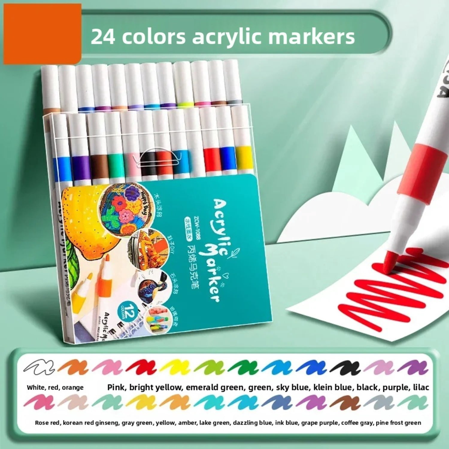 12-80 Colors Acrylic Markers Pen Set Paint Art Marker Soft Tip Pen for Adults Stone Paint Ceramic Glass Wood Fabric Painting