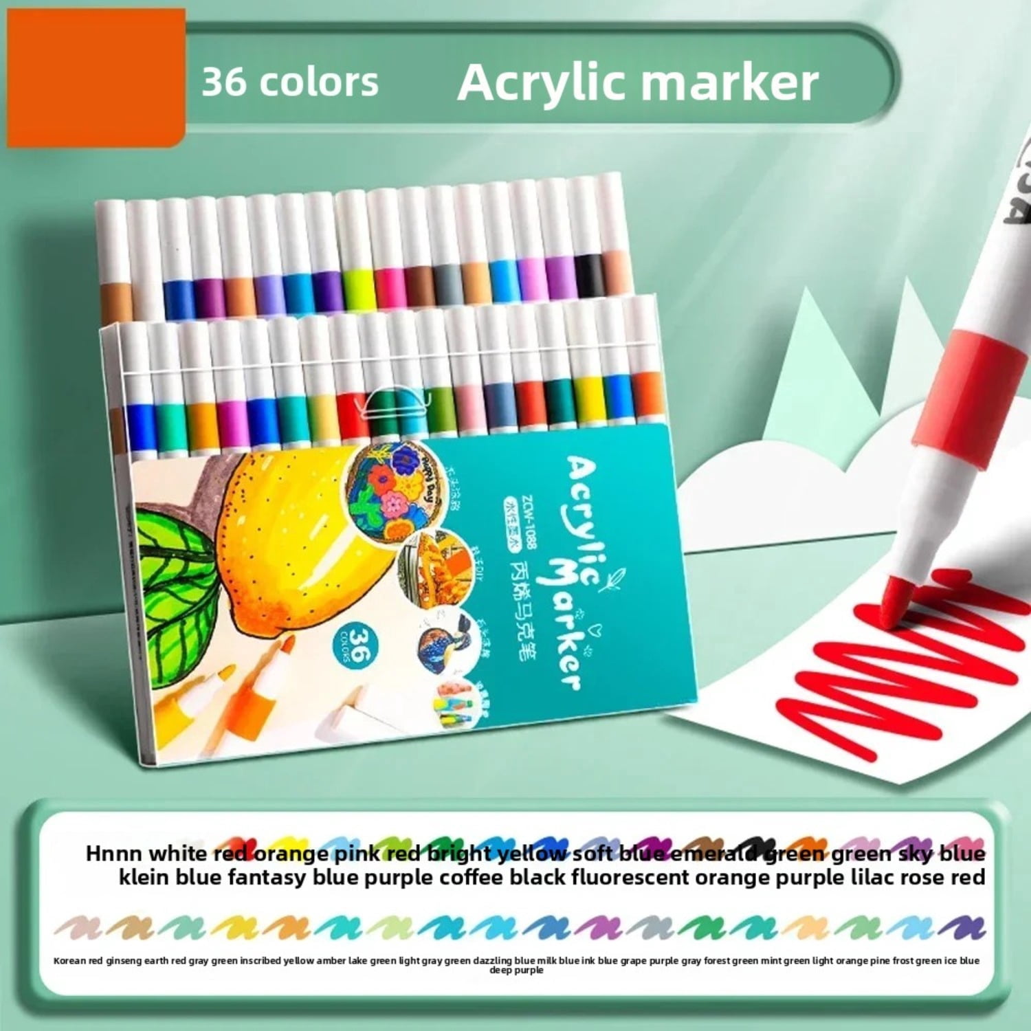 12-80 Colors Acrylic Markers Pen Set Paint Art Marker Soft Tip Pen for Adults Stone Paint Ceramic Glass Wood Fabric Painting