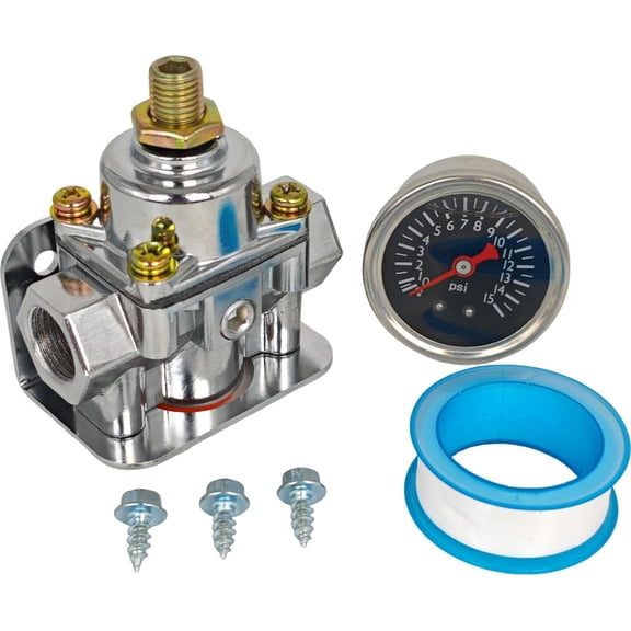 12-804 Low Fuel Pressure Adjustable Regulator Gauge Kit Compatible with Holley Carbureted Carb 1-4 PSI 3/8in NPT 220" (7/32") Restriction Carburetor 12804