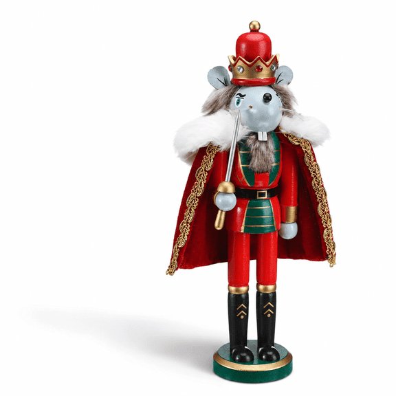12.83 x 4.33 x 3.23 Inch Mouse King Wooden Nutcracker Christmas Decor