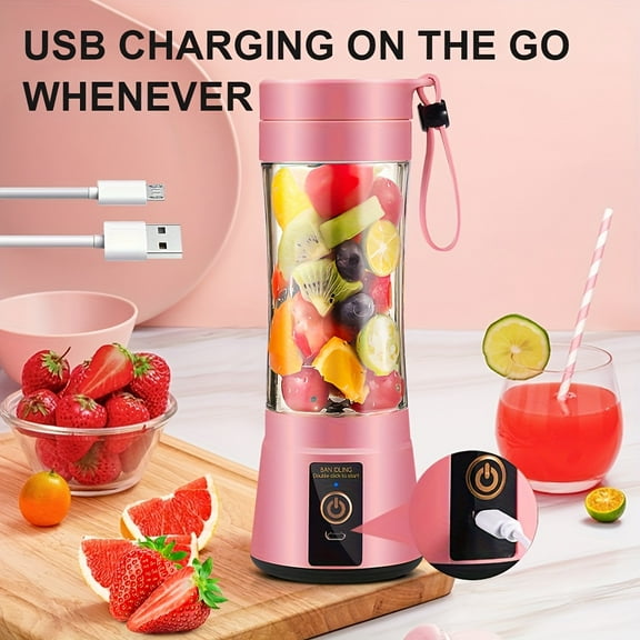[12.85/15.22 ounce rechargeable Mini Blender] Portable USB rechargeable mini Blender and juicer - 3 modes, digital display, safety lock, food-grade PP, easy to clean, ideal choice for travel