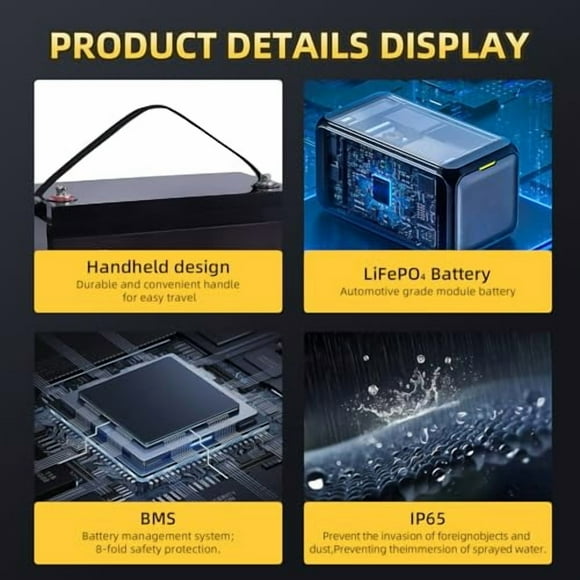 12.8V 100Ah LiFePO4 Lithium Battery 15,000+ Deep Cycle Life with BMS for Solar System Home Energy Storage,RV, Home Alarm System,Scooters,Emergency Lighting