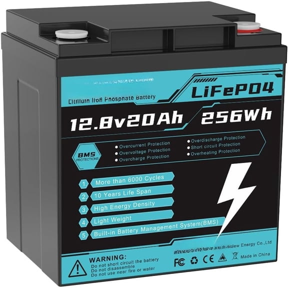 12.8V 20Ah LiFePO4 Lithium , 6000+ Deep Cycle   with BMS for RV, Solar System  Energy Storage,  System, Lighting