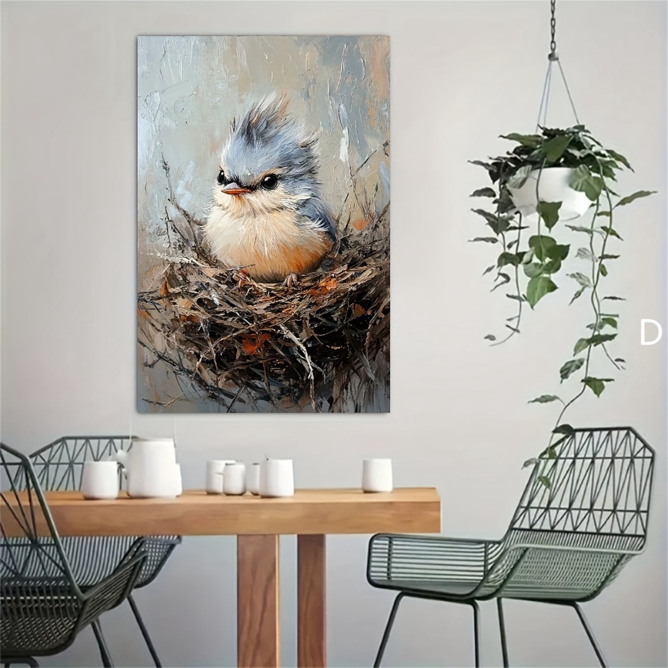 12*8inch Room Decor Birdie Wooden Framed Canvas Painting Wall Art Prints For Home Decoration, Living Room& Bedroom, Festival Party Decor, The Best Gifts