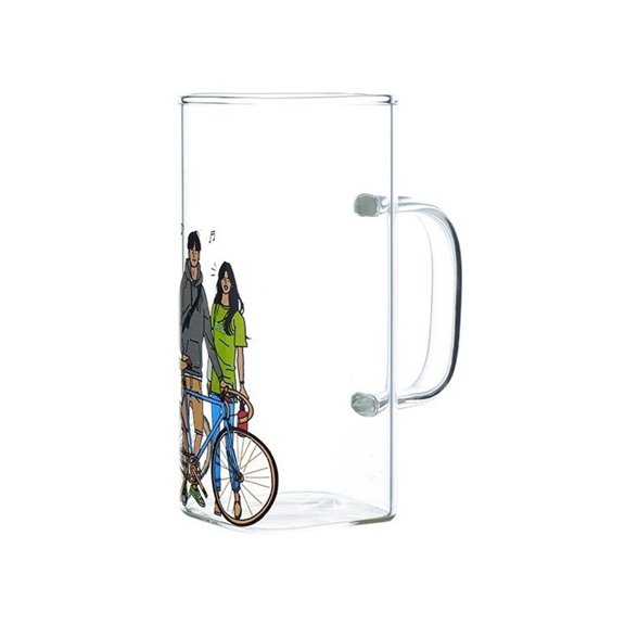 12.8oz Square Glass Cups with Handle Clear Borosilicate Coffee Tea Mug