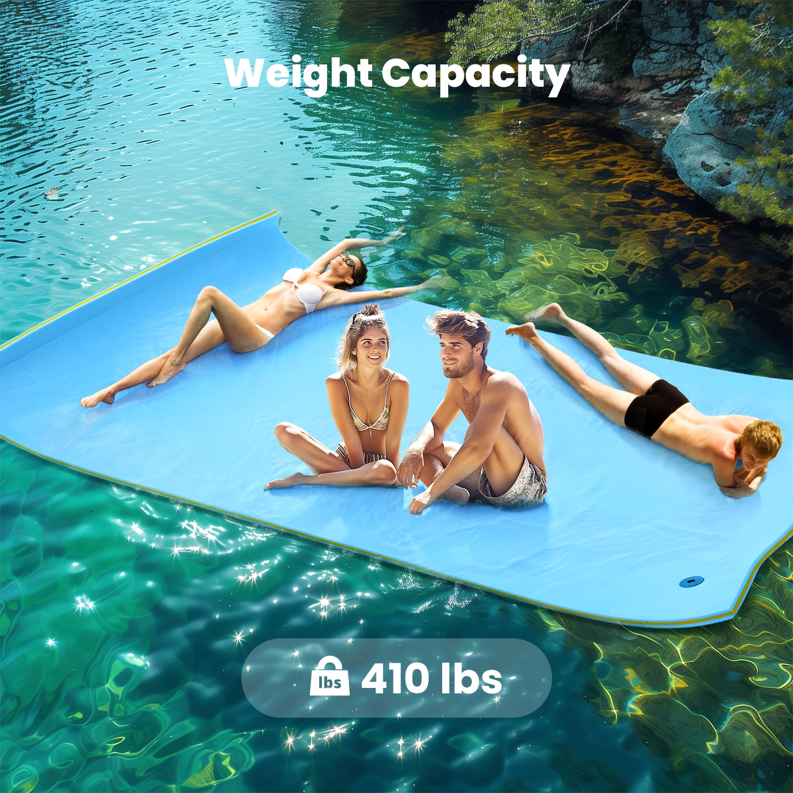 13x5ft Floating Water Pad Mat, Myfurnideal 3Layer Lily Pad for Water Recreation and Relaxing