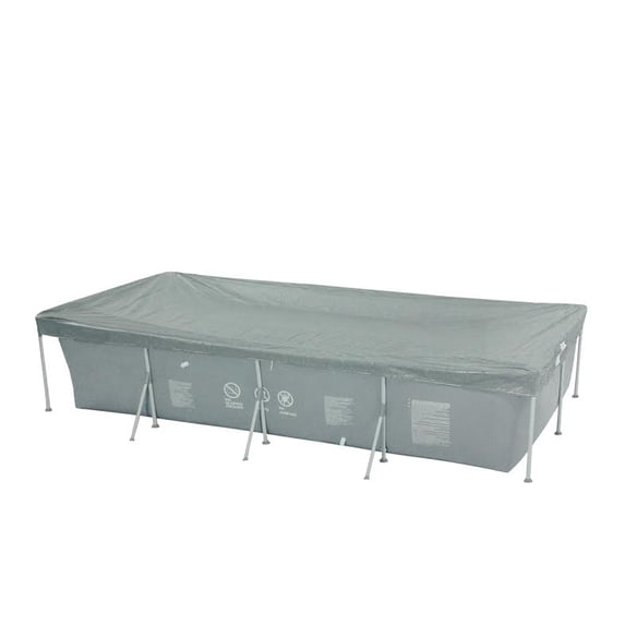 Pool Central 12.9' Durable Apertured Rectangular Gray Pool Cover with Rope Ties