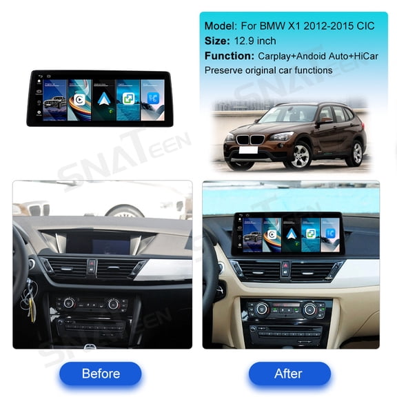 12.9 inch Linux Carplay Screen/Radio/Multimedia Player for BMW X1 2012 2013 2014 2015 CIC Models Universal Car Navigation/GPS Upgrade Headunit Display HD Video Touch Screen Replace System