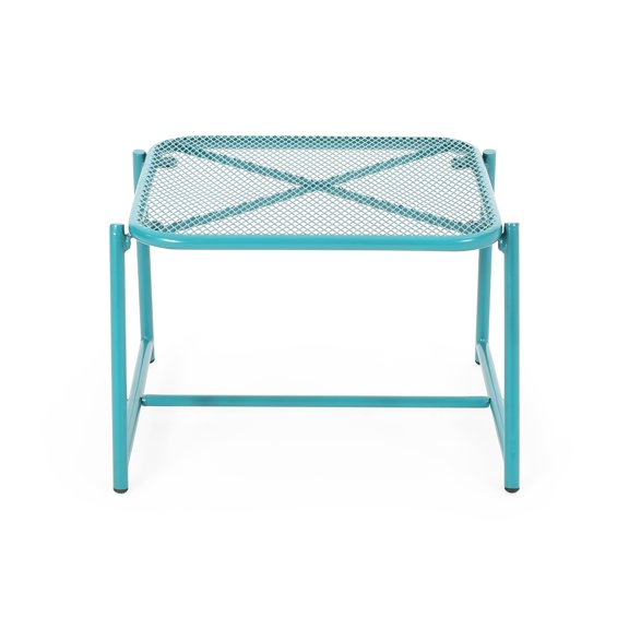 12.98"h Mesh Top Outdoor Side Table - Modern, Teal, Design For Spaces Top, To Weather