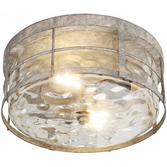 12.99 in 2-Light Industrial Flush Mount Ceiling Light Rusty Iron Close to Ceiling Light with Glass Shade Rustic Round Ceiling Lighting for Bedroom Hallway Staircase E26$$Tools & Hardware Other