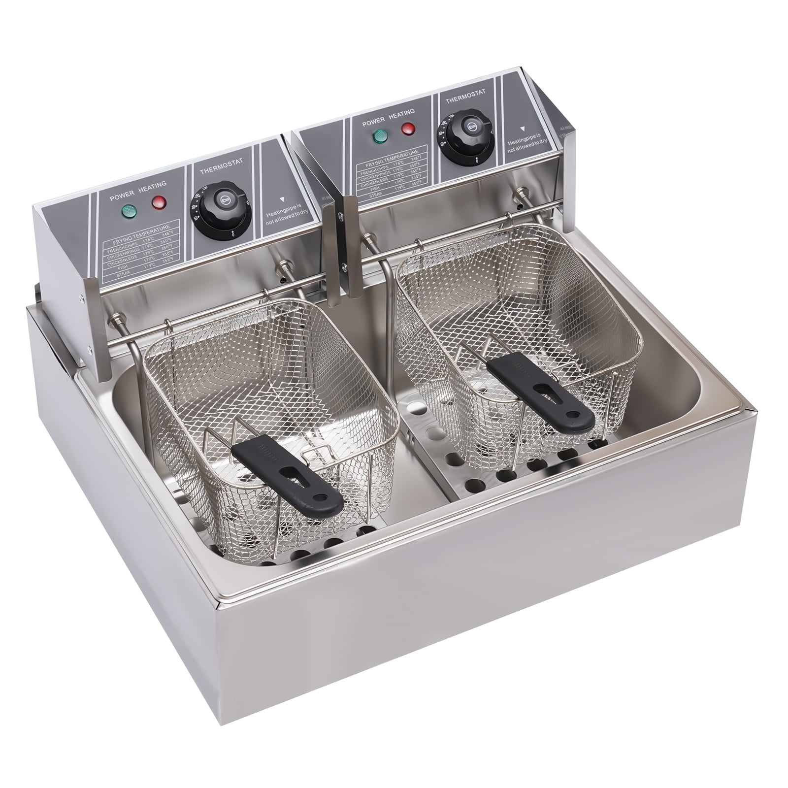 12.9QT Deep Fryer, Electric Stainless Steel Dual Basket Deep Fryer for