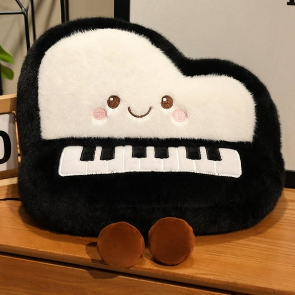 12.9in Plush Piano Stuffed Toy Soft Musical Instrument Doll, for Music Lovers, Soft Throw Pillows Stuffed Premium Polyester Fiber Sofa Cushion Christmas Party DecorBlack
