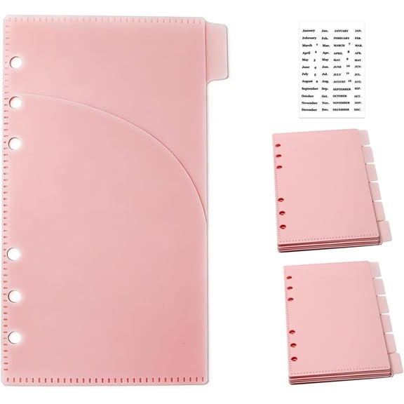 12 A6 Cash Stuffing Envelopes 2 Layer Pink Binder Pocket Dividers with Tab Sticker for 6 Rings Budgeting Planner Inserts Supplies Accessories (12 Pink)