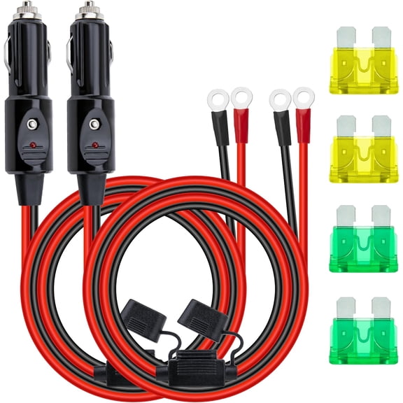 12 AWG Heavy Duty Cigarette Lighter Plug,3.3 FT Cigarette Lighter Male Plug Adapter Cable with LED Lights and Fuse Box (20 A, 30A), Male Cigarette Lighter Plug, Car Accessories for Inverter, Air Pump