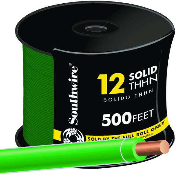 12 AWG Solid THHN Electrical Wire - Single Pack Indoor & Outdoor Use, NEC-Compliant