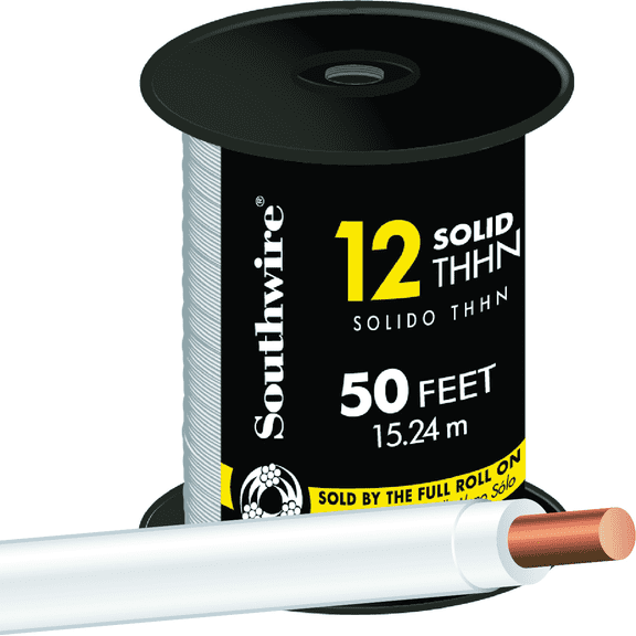 12 AWG Solid THHN Electrical Wire - Single Pack Indoor & Outdoor Use, NEC-Compliant
