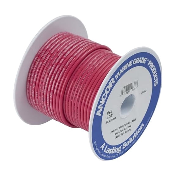 12 AWG Tinned Copper Wire - Red Marine Grade, 100ft - 3mm Flexible Boat Cable - UL 1426, ABYC Compliant