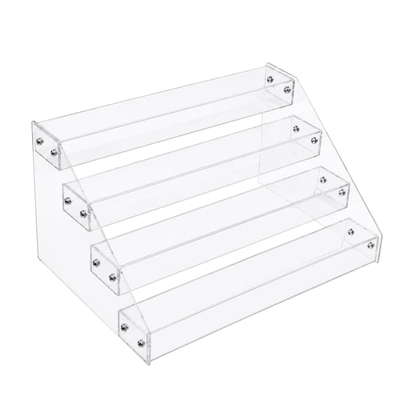 Acrylic Display Riser, Clear 4-Tier Double-Sided Organizer Stand, 1 Pack 12 Inch, for Collectibles, Cupcakes and Spices