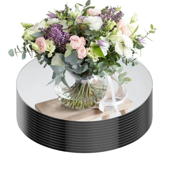12 Pcs Acrylic Round Mirrors, 12 inch Shatterproof Plastic Mirror Trays Plates for Wedding Decorations, Valentines Decor, Xmas Modern Home Decor (Thickness 2mm) (12inch/30cm)