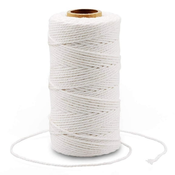 White String, Cotton Bakers Twine, 328 Feet 2MM Natural White Cotton String for Crafts, Gift Wrapping Twine, Home Decor, Gift Packaging