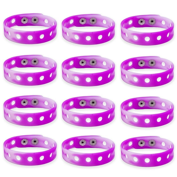 12 Adjustable Shoe Charm Bracelets with Holes, DIY Customizable Silicone Wristband for Charms