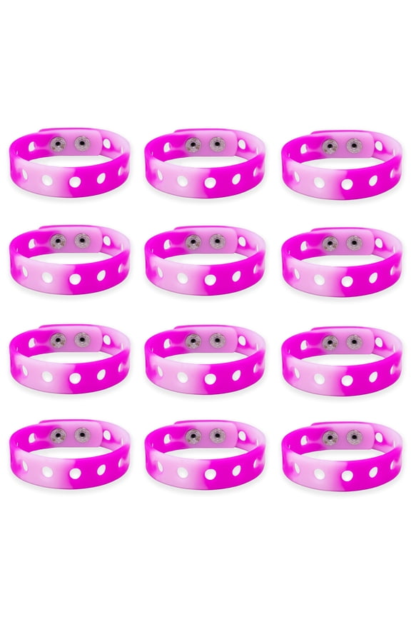 12 Adjustable Shoe Charm Bracelets with Holes, DIY Customizable Silicone Wristband for Charms