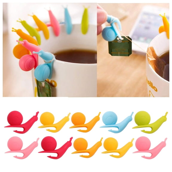 12 Adorable Silicone Tea Bag Holders Candy Colored Cup Set for Home Party Supplies, 2 cmx2 cm, Multicolor
