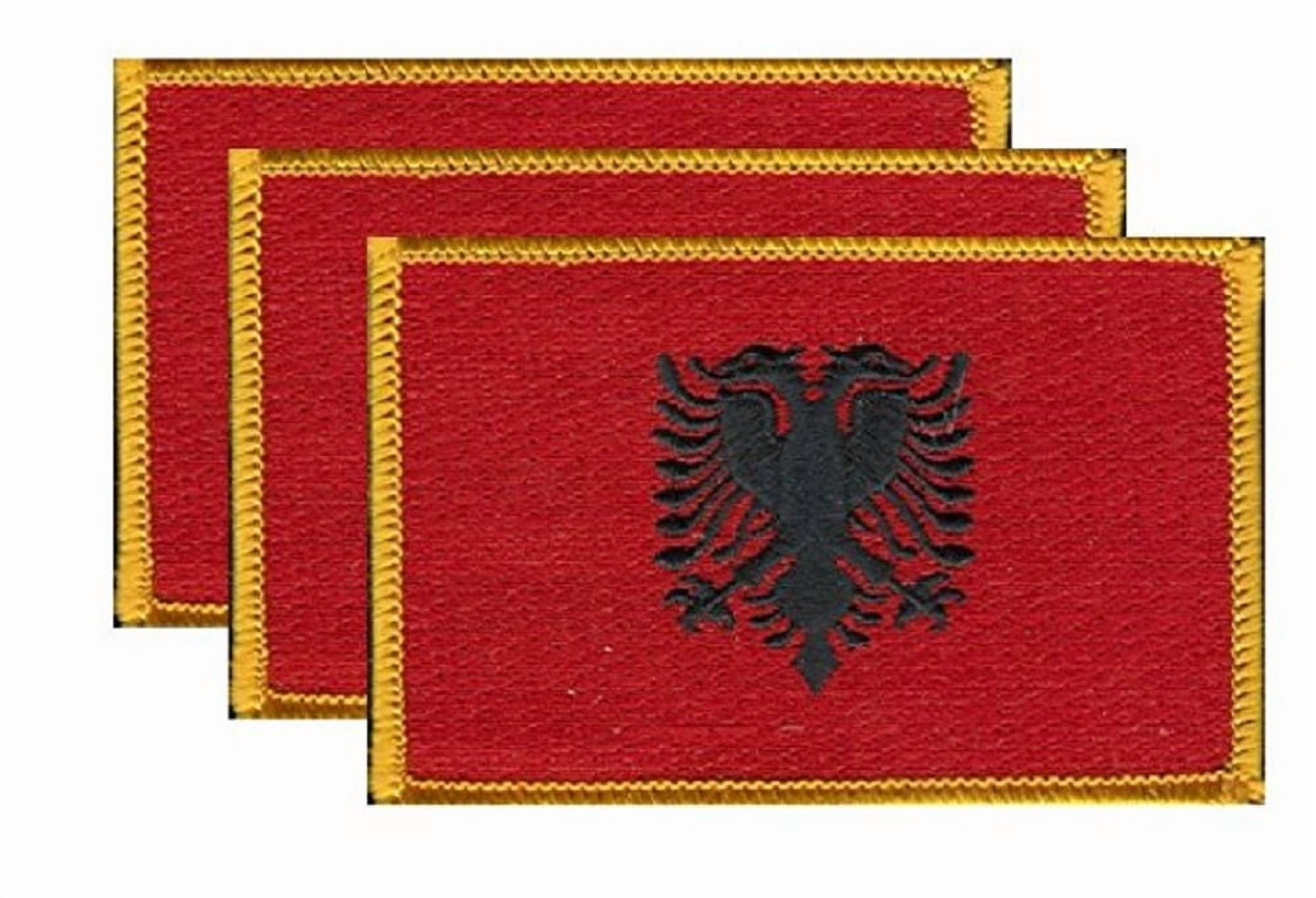 12 Albania Flag Patches, Embroidered Iron On or Sew On, Measures 3.50" x 2.25"