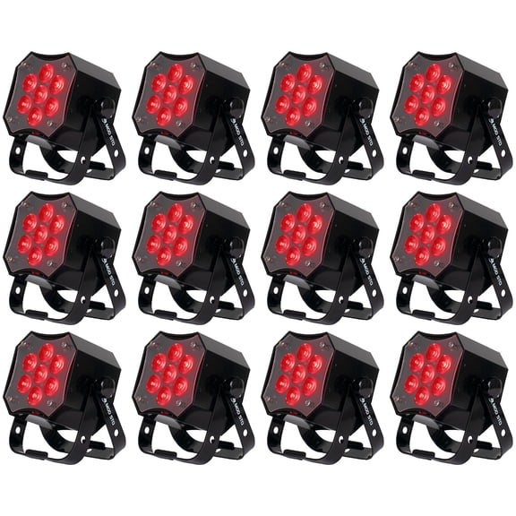 (12) American DJ MOD STQ Compact 7 x 8 Watt LED DMX Par Can Wash Lights w/Remote
