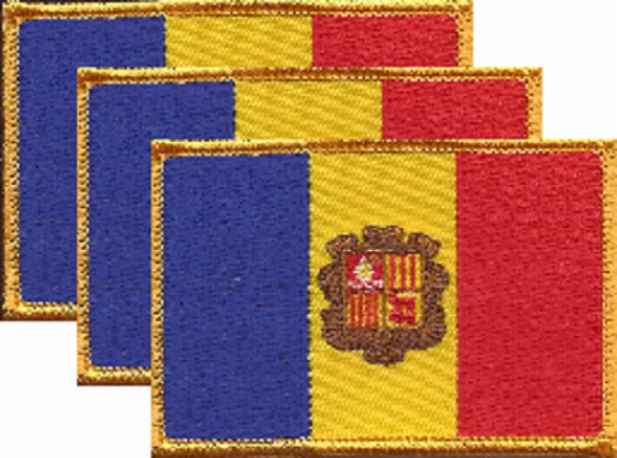 12 Andorra Flag Patches, Embroidered Iron On or Sew On, Measures 3.50" x 2.25"