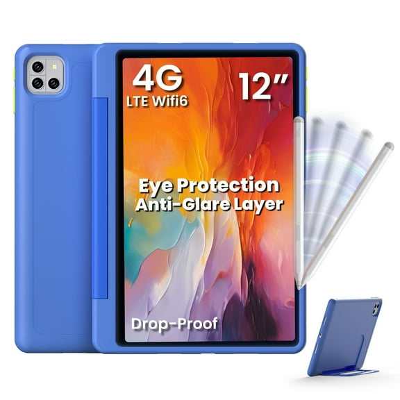 Callsky Tablet 12 inch Android Tablet 15 16GB RAM 256GB ROM, 2K, 13 Hour Battery Life, Octa-Core Processor up with Wi-Fi, BT 5.4, with Pen & Proof Case