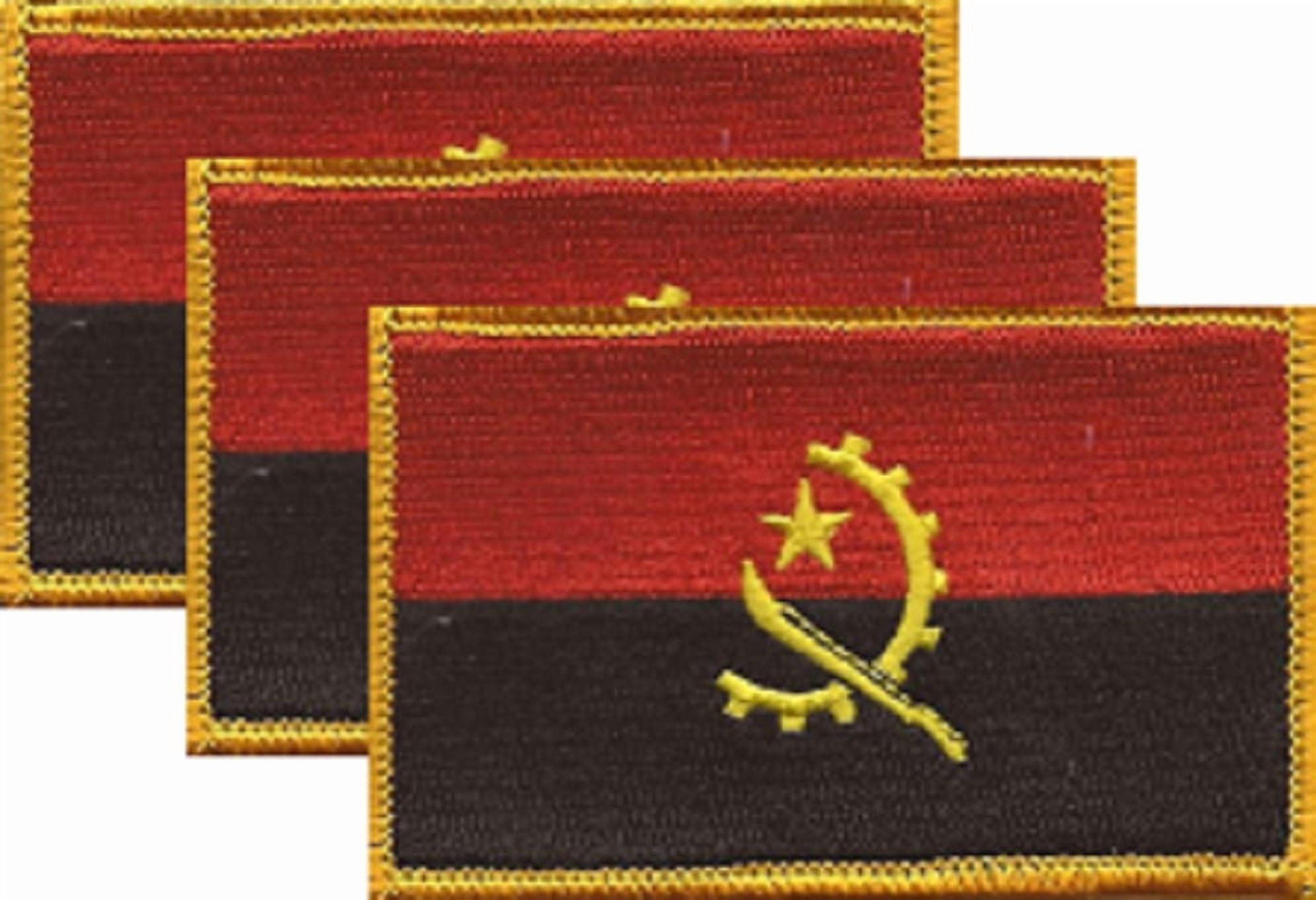 12 Angola Flag Patches, Embroidered Iron On or Sew On, Measures 3.50" x 2.25"