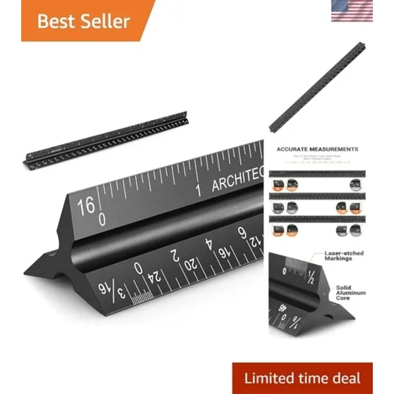 12" Architectural Scale Ruler Aluminum Architect Scale Triangular Scale Ruler...