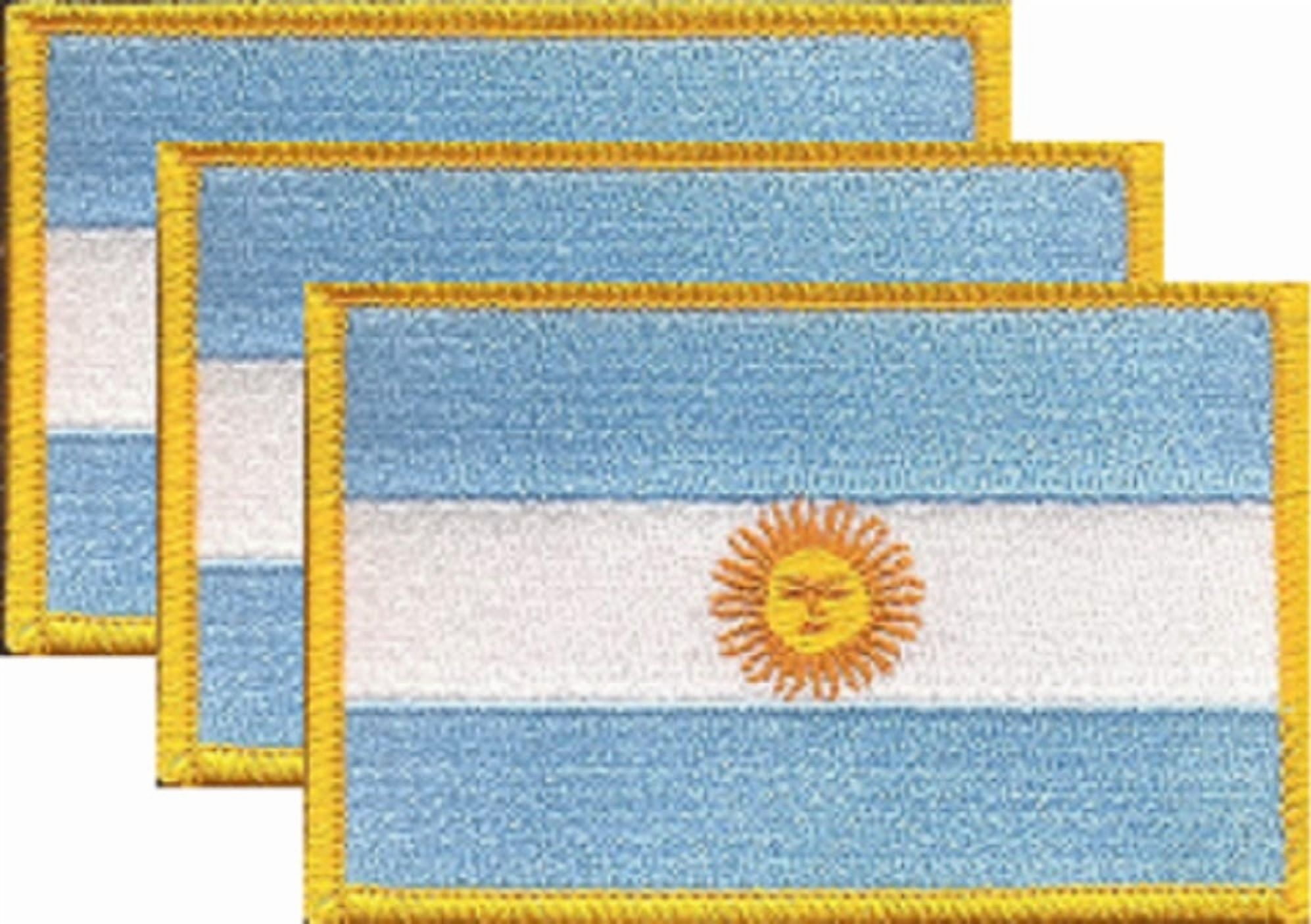 12 Argentina Flag Patches, Embroidered Iron On or Sew On, Measures 3.50" x 2.25"