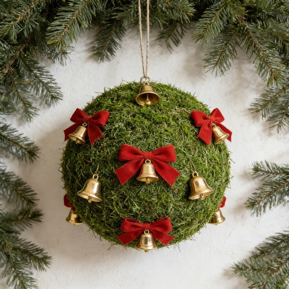 12" Artificial Cyprus Evergreen Ball - Premium Lifelike Faux Greenery, Easy Maintenance Decor