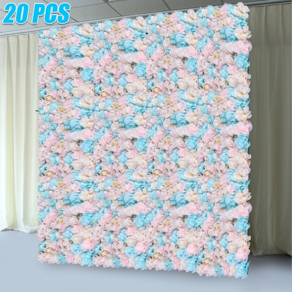 12* Artificial Flower Wall Panels, Wall Mount, Suspension Mount(Blue, Pink, White)