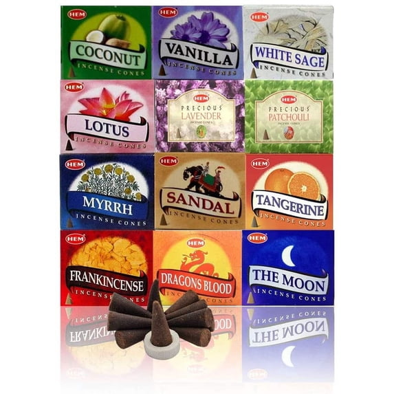 12 Assorted Boxes of Incense Cones, (120 Total)| Natural Fragrance for ...