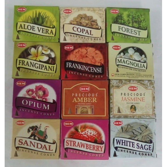 12 Assorted Boxes Of Hem Incense Cones, Best Sellers Set #3 12 X 10 (120 Total) By Hem