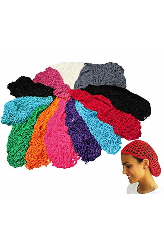 CoverYourHair 12 Pack Assorted Head Snoods Civil War Reenacting Style, Elastic Hair Net Snood for Victorian Costumes, One Size Fits Most