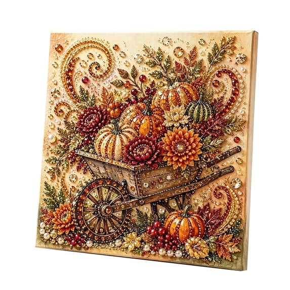 12" Autumn Pearl Painting Kit, Pearl Painting Crafts, DIY Fall Decor,A | Beginner-Friendly Craft, DIY Bead Painting, Harvest Pumpkin Designs, Thanksgiving Decor, Seasonal Home Display (With Frame)