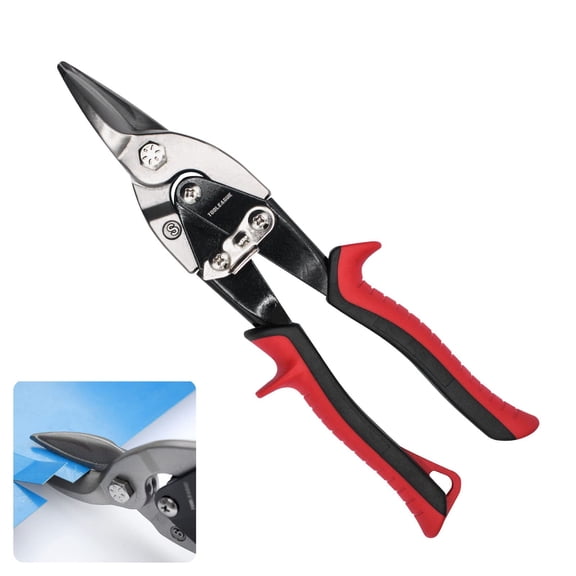 12" Aviation Tin Snips with Forged Blade, Heavy Duty Long Straight Cutters Shears for Cutting Sheet Metal, Aluminum & DIY Projects.