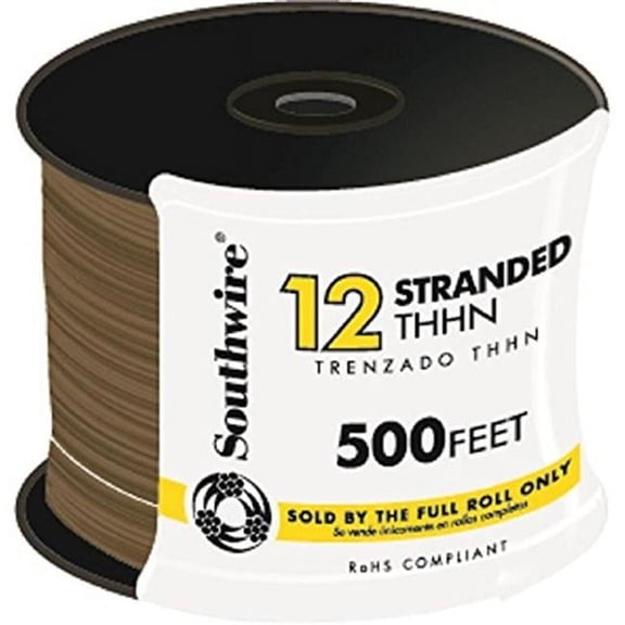 12 Awg Thhn Strand Wire, Brown - 500 ft.