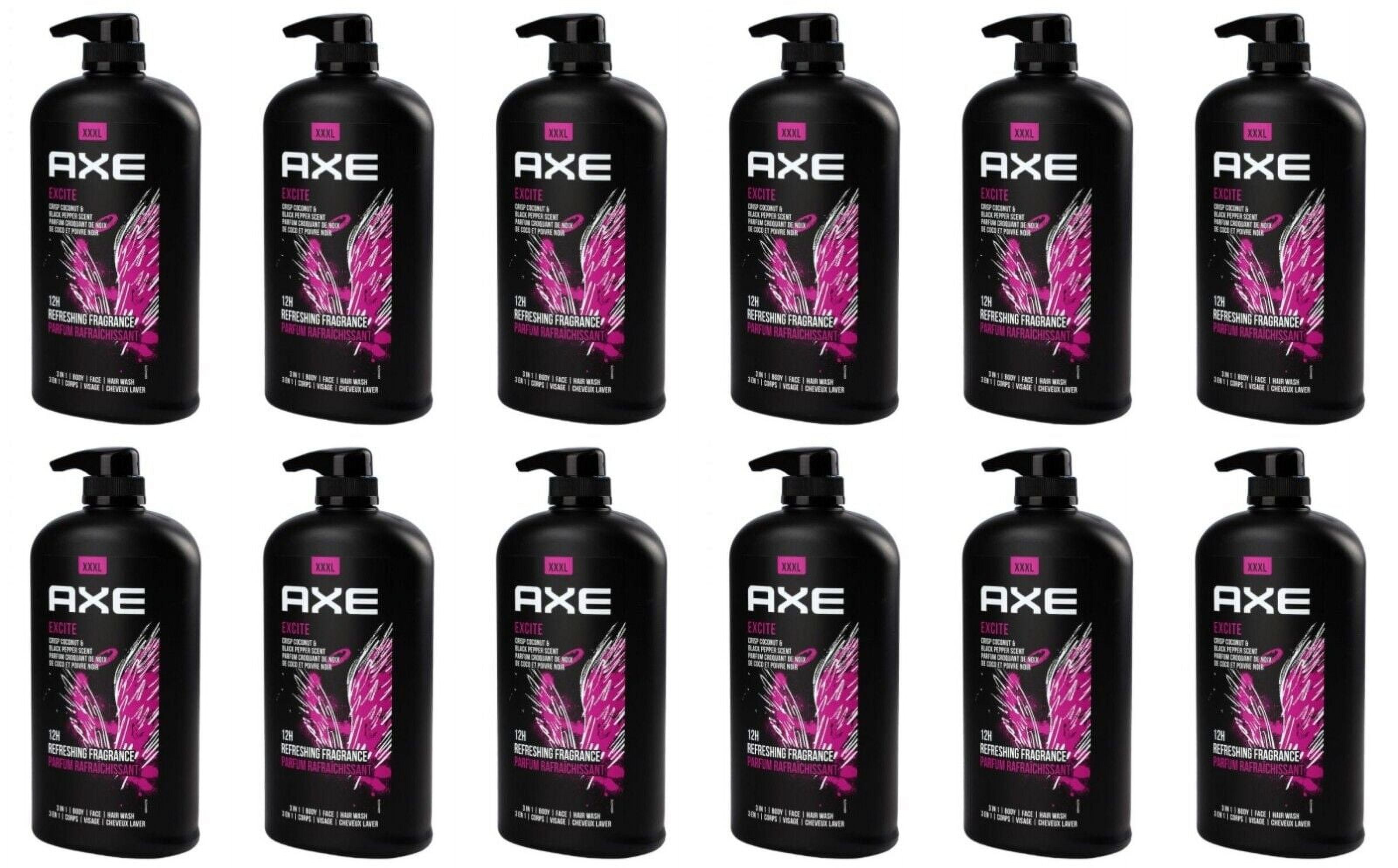 12 Axe Excite Refreshing Long Lasting Body Wash Pump Coconut & Black Pepper 1L