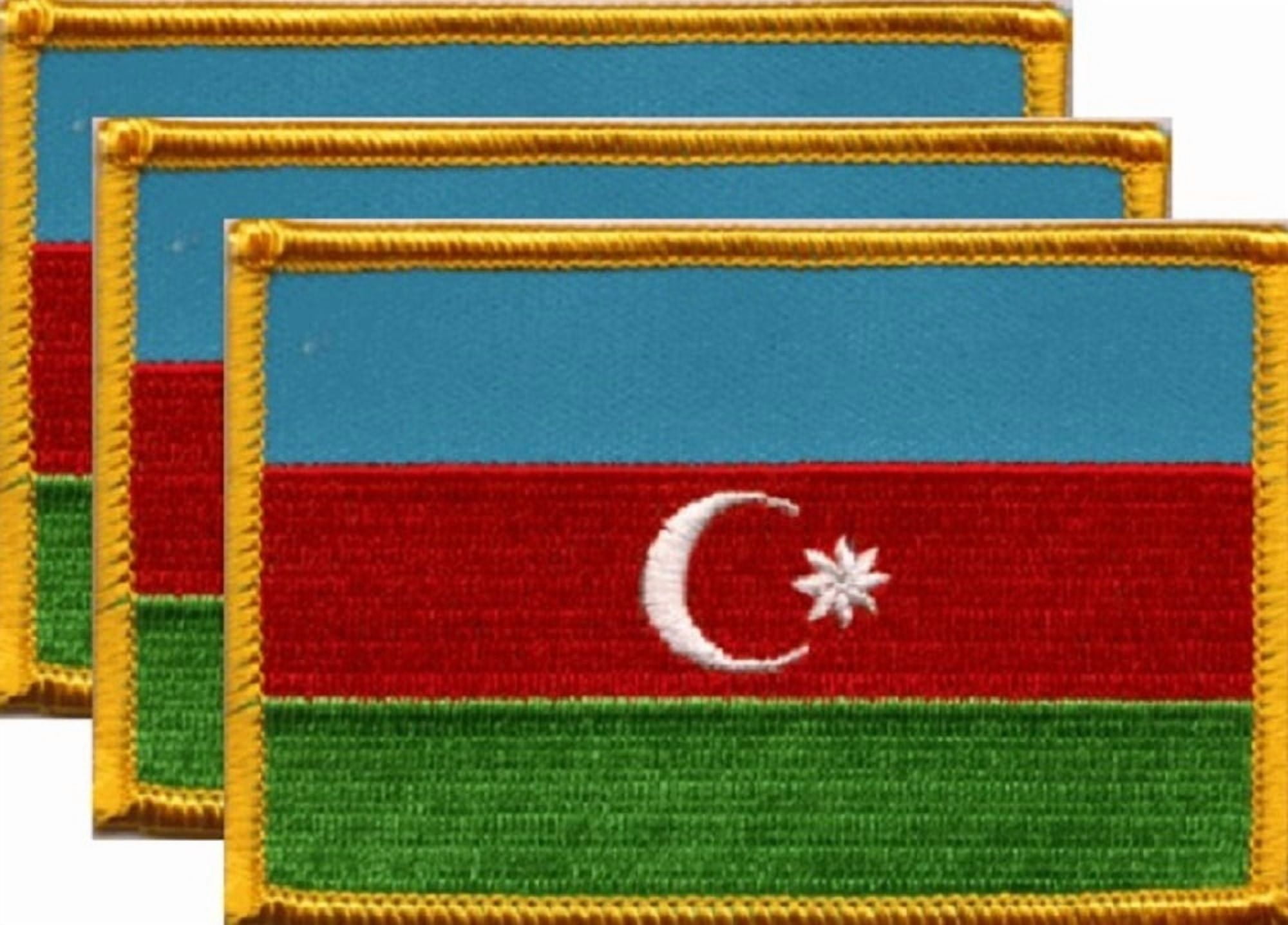 12 Azerbaijan Flag Patches, Embroidered Iron On or Sew On, Measures 3.50" x 2.25"