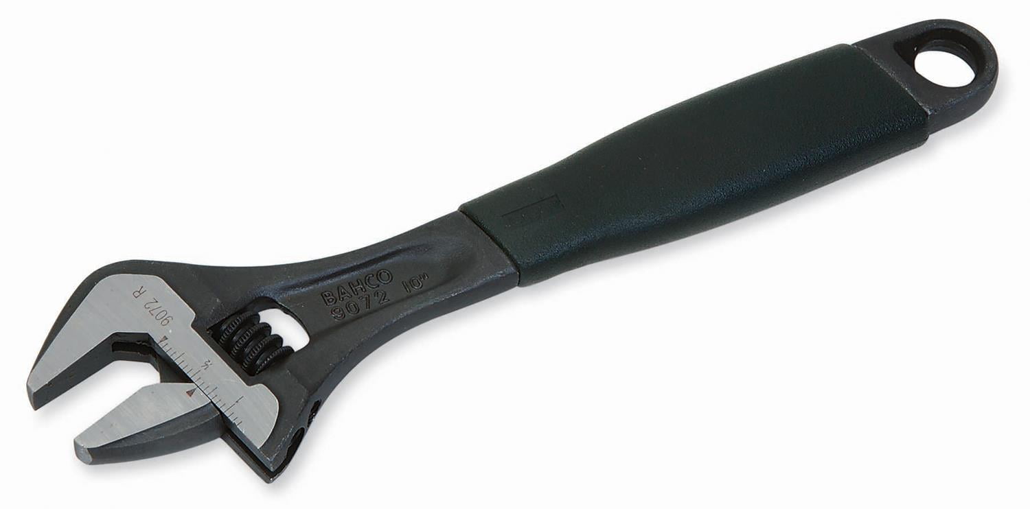 12" BAHCO® Ergo™ Adjustable Wrench With Black Phosphate Finish, Wider Cushioned Grip Handle, Tapered Jaws & Measurement Scale On Head. Williams® # BAH9073RUS