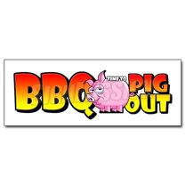 12" BBQ time to PIG OUT DECAL sticker pork barbecue