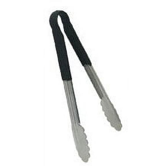 12" BLACK PLASTIC HANDLED TONGS